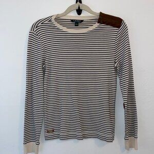Lauren Ralph Lauren Long Sleeve Faux Suede Elbow Patches and Neck…